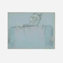 Paul Cadmus, Self Portrait, Study for David and Goliath/Ralph McWilliams, 1964, charcoal and chalk on paper (double-sided)