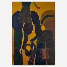 Miyoko Ito, Adam and Eve, 1957, oil on canvas