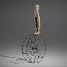 Magdalena Abakanowicz, Small Figure with Polygon, 1993, burlap, resin, iron