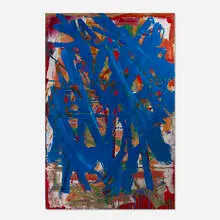 Spencer Lewis, Blue Butterfly Slash, 2017, acrylic, oil and flocking on cardboard mounted to linen