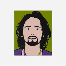 Gary, pop star (with beads) by Julian Opie, 1999, C-type print on wooden mount, sold May 2026