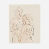 John Currin, Nude Couple with Drinks, 1993, ink on paper