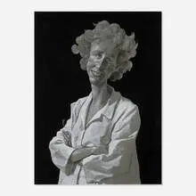 John Currin, Healthcare Worker, 2002, ink, chalk and gouache on paper
