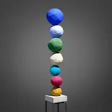 Annie Morris, Stack 7 (Ultramarine Blue), 2015, pigment, polystyrene, concrete, steel