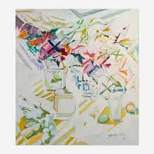 Jane Piper, Still Life with Yellow Stripes, 1989-91, oil on canvas