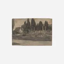 James Castle, Untitled (Farmview), soot and saliva on found board