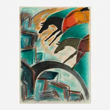 Jaune Quick–to–See Smith, Racing with the Moon, 1986, charcoal and pastel on paper