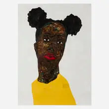 Amoako Boafo, Girl in Yellow, 2019, oil on paper