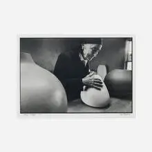 Dan Budnik, Georgia O'Keefe at the Ghost Ranch with Pots by Juan Hamilton, New Mexico, gelatin silver print