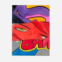 John Matos, Untitled, 1993, watercolor on paper with Mylar collage