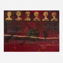 Hermafroditas by Daniel Argimon i Granell, 1966, oil, gold leaf and lace collage on canvas, sold May 2026