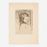 Buste d'enfant, tourné à droite (from Théodore Duret's Die Impressionisten) by Pierre-Auguste Renoir, c. 1908, etching, sold Mar 2025
