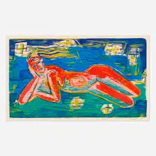 Werner Drewes, Goddess of the Night (No. 232), 1961, woodcut in colors
