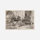 The Virgin and Child with Cat and Snake by Rembrandt Harmensz van Rijn, etching, sold Mar 2025