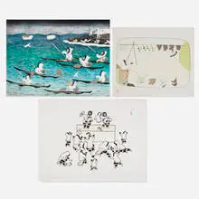 Mary Pudlat, Three works, 1984-90, lithograph in colors; lithograph in colors on Somerset; stonecut and stencil in colors