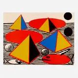 Alexander Calder, Pyramids and Fish, 1976, lithograph in colors