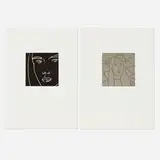 Alex Katz, Untitled #20; Untitled #22 (two works from the Gloria portfolio), 2005, etching