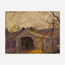 Robert Emmett Owen, Study of Covered Bridge at Bull's Bridge, Conn. No. 2, oil on canvas board