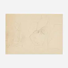 Stanley Spencer, Sketch with Figures, graphite on paper