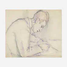 Boris Solotareff, The Artist Writing a Letter, graphite and watercolor on paper