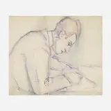 Boris Solotareff, The Artist Writing a Letter, graphite and watercolor on paper