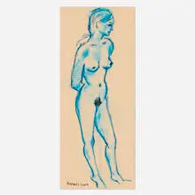Raphael Soyer, Standing Female Nude, pastel on paper