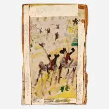 Untitled by Purvis Young, acrylic, glue and staples on cardboard and wood construction, sold Feb 2025