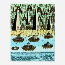 Howard Finster, The Out Sight Shores. Visions of Other Worlds., 1991, oil and ink on panel