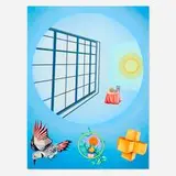 Atirnomis, Untitled (Blue: Window, Sun, Bird and Table), 1974, oil on canvas