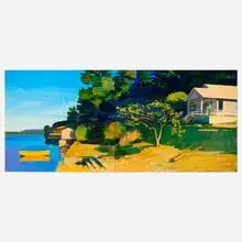 Kurt Solmssen, The Peach Tree (diptych), 2015, oil on canvas