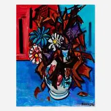 Ben Benn, Autumn Leaves + Flowers, 1972, oil on canvas