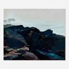 Abraham Bogdanove, Ships on the Horizon, oil on canvas
