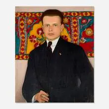 Eda E. Sterchi, Untitled (Portrait of a Man with Tapestry), c. 1911, oil on canvas