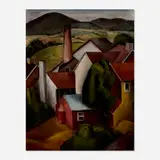 Howard Despeaux, Farm and Hillside, oil on board