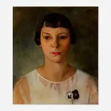 Minetta Good, Portrait of a Girl with Pansies, oil on canvas