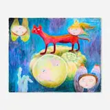 Tobias Musicant, Untitled (Red Cat, Nautilus Shell, Fish and Angels), acrylic on canvas