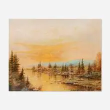 Edward Percy Moran, Untitled (Sunset by Long Lake, Adirondacks), 1886, pastel on paper