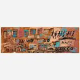 Purvis Young, Untitled (Cityscape with Figures and Cars), paint on found wood