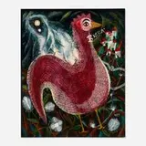 Edward John Stevens Jr., Rooster (Bisra), 1946, gouache on paper