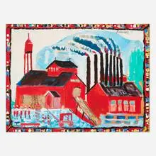 Jimmy Lee Sudduth, The Red Factory, 1987, acrylic and sweet mud on wood