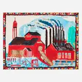 Jimmy Lee Sudduth, The Red Factory, 1987, acrylic and sweet mud on wood