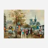 Antoine Blanchard, Notre Dame and the Book Stalls, oil on canvas