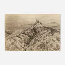 André Dunoyer de Segonzac, Château de Grimaud à Saint-Tropez, 1956, ink on paper