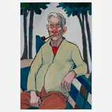 William Sharp, Man in Green Jacket, oil on canvas