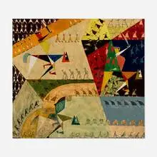Allen Levine, Female Head & Warrior Abstraction, oil on wood