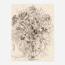 Nell Blaine, Untitled (Still Life with Flowers), 1957, watercolor and ink on paper