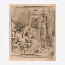Earl Horter, Lower Market Street, graphite on paper