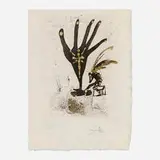 Fleur d'art (from the Les amours jaunes portfolio) by Salvador Dalí, 1974, etching with hand-coloring and gilding on Japon, sold Dec 2025