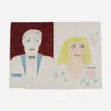 Lee Godie, Untitled (Chicago We Own It), ballpoint pen and paint on canvas