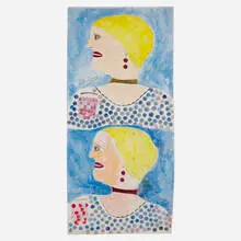 Lee Godie, Untitled (An Actress), ballpoint pen and paint on unstretched canvas